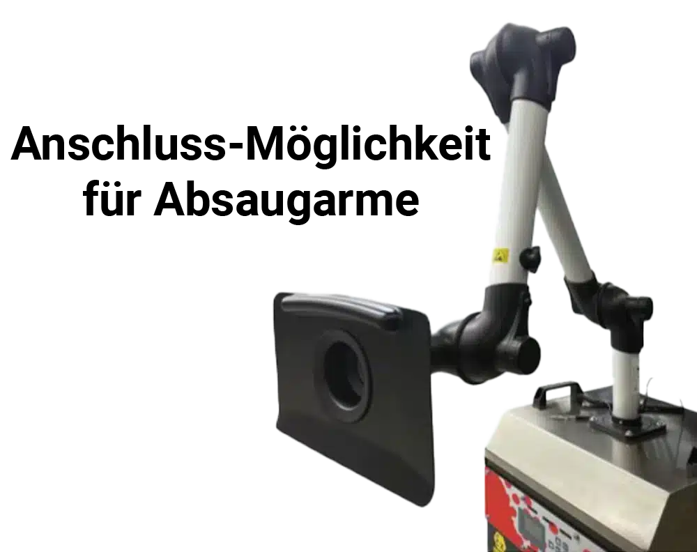 Connection options at the top of the EVOTEC FEX fume extraction system