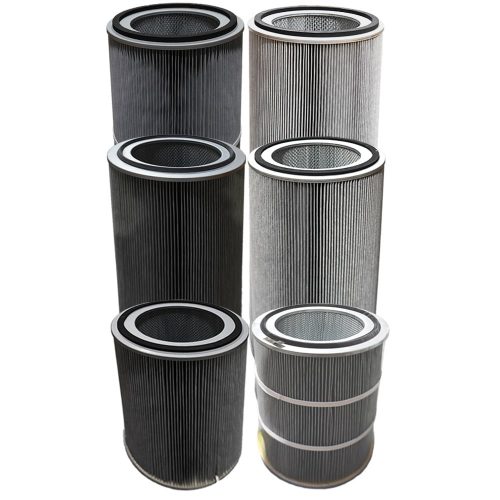 Filter cartridges dust class M made of aluminum or PTFE, are electrically conductive with tie rod mechanism
