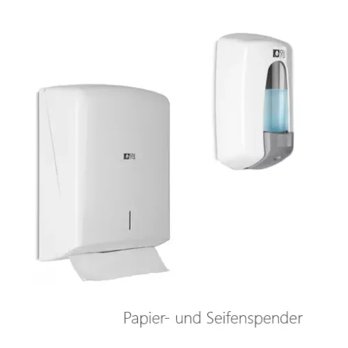 Paper and soap dispensers Ideally suited to the high material requirements in toilets and washrooms. The paper and soap dispensers in the AURA range are robust, hygienic, attractive and stable. High-quality ABS plastic housing Robust and attractive at the same time Hygienic.