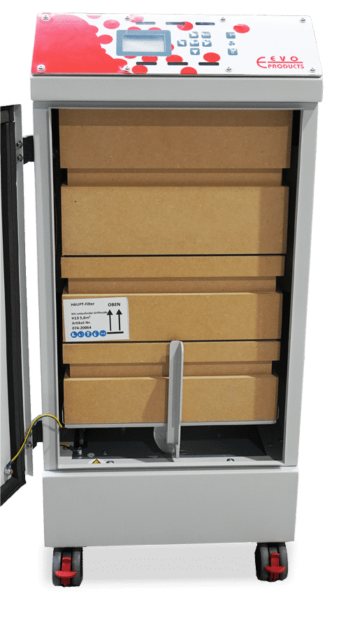 Open view of the FEX 3000.1 welding and soldering fume extraction unit