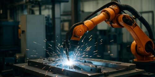Schweißrauchabsaugung an einem automatisierten Schweißprozess